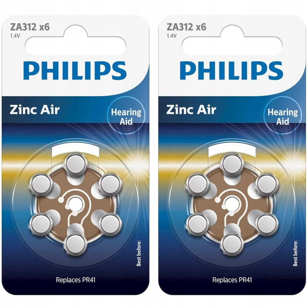 Baterija Philips Zinc Air 1.4V 6 lizdinės plokštelės (PR41 / ruda skirtukas)