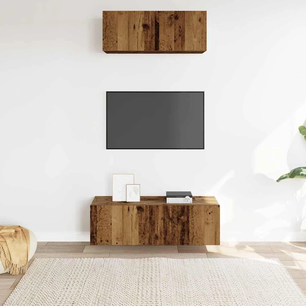 TV staliukas Sieninis televizoriaus spintelės komplektas, 2 dalių
