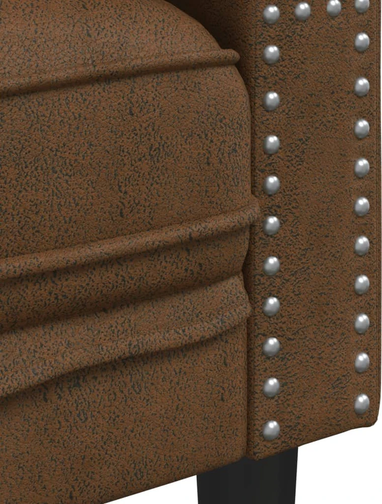 Sofa Chesterfield sofų komplektas su pagalvėlėmis, 2 dalių, rudas