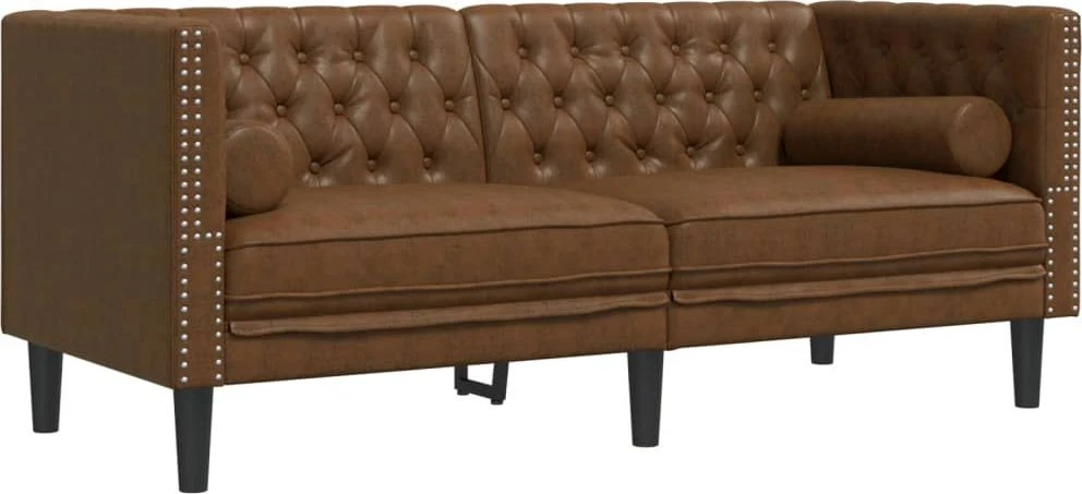 Sofa Chesterfield sofų komplektas su pagalvėlėmis, 2 dalių, rudas