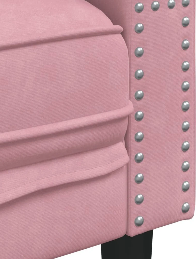 Sofa Chesterfield sofų komplektas su pagalvėlėmis, 2 dalių, rožinis