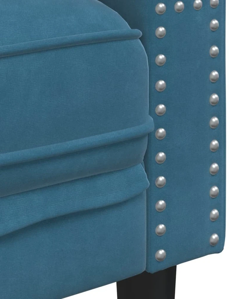 Sofa Chesterfield sofų komplektas su pagalvėlėmis, 2 dalių, mėlynas