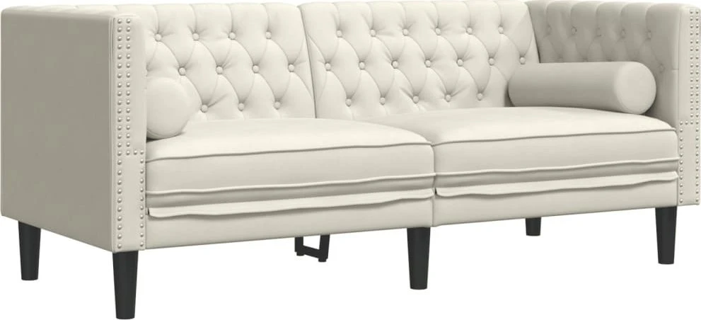 Sofa Chesterfield sofų komplektas su pagalvėlėmis, 2 dalių, kreminė