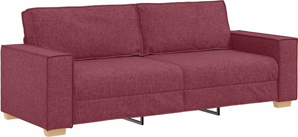 Sofa Dviejų dalių sofos komplektas su pagalvėlėmis, vyno raudonumo audinys