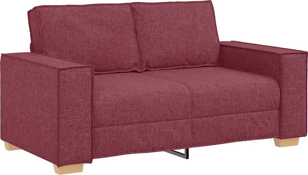 Sofa Dviejų dalių sofos komplektas su pagalvėlėmis, vyno raudonumo audinys