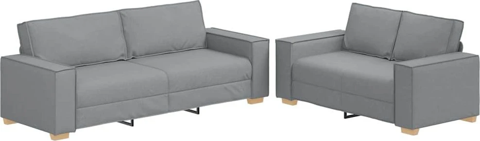 Sofa Dviejų dalių sofos komplektas su pagalvėlėmis, šviesiai pilkas audinys