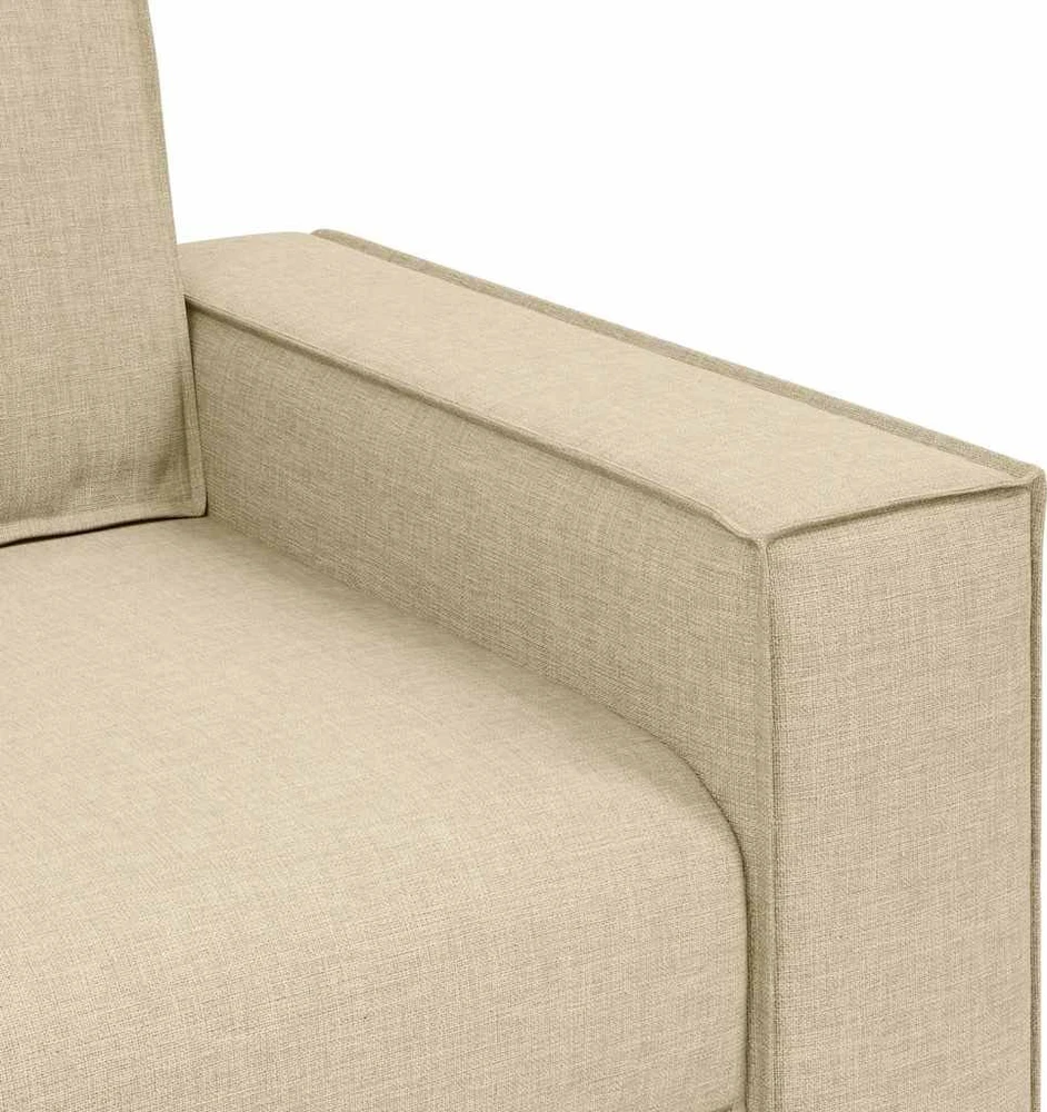Sofa Dviejų dalių sofos komplektas su pagalvėlėmis, kreminės spalvos audinys
