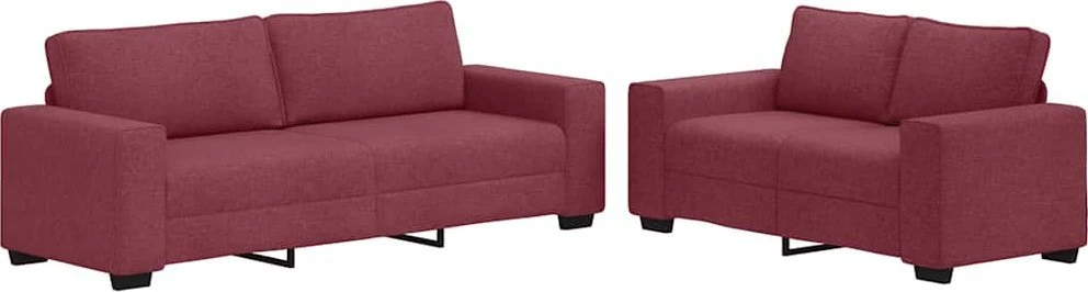 Sofa Dviejų dalių sofos komplektas su pagalvėlėmis, vyno raudonumo audinys