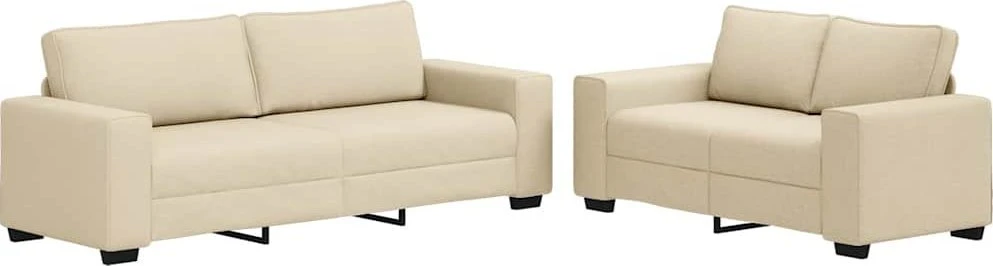 Sofa Dviejų dalių sofos komplektas su pagalvėlėmis, kreminės spalvos audinys