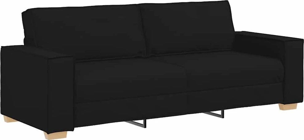 Sofa Dviejų dalių sofos komplektas su pagalvėlėmis, juodas audinys