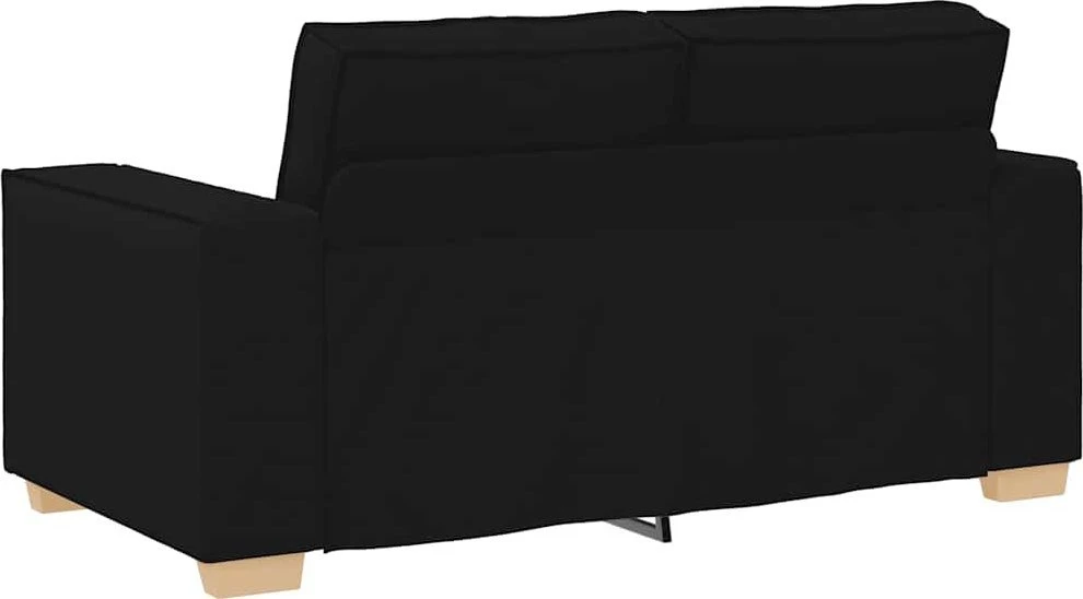 Sofa Dviejų dalių sofos komplektas su pagalvėlėmis, juodas audinys