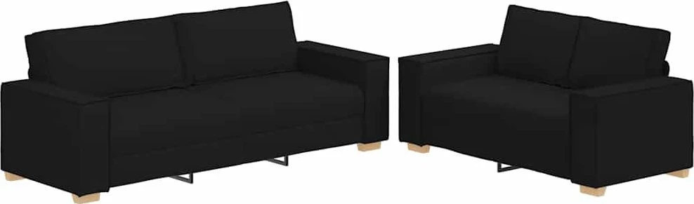 Sofa Dviejų dalių sofos komplektas su pagalvėlėmis, juodas audinys
