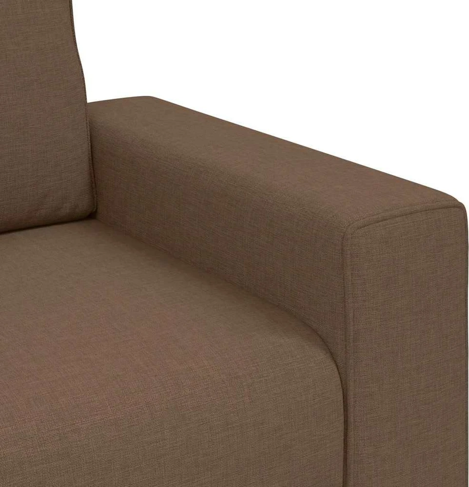 Sofa Dviejų dalių sofos komplektas su pagalvėlėmis, rudas audinys