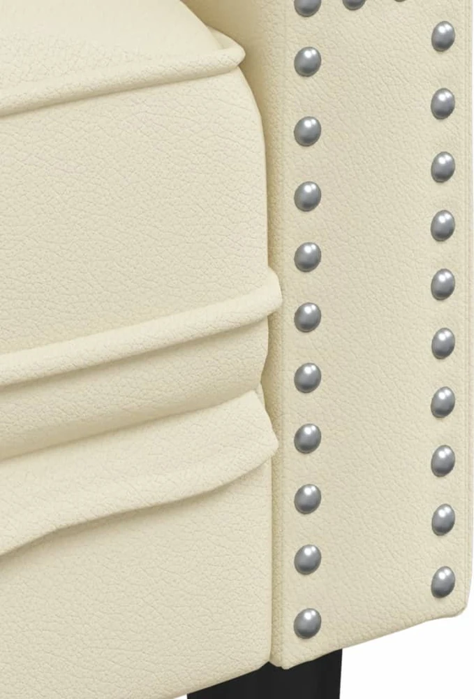 Sofa Chesterfield sofų komplektas, 2 dalių, kreminė, dirbtinė oda