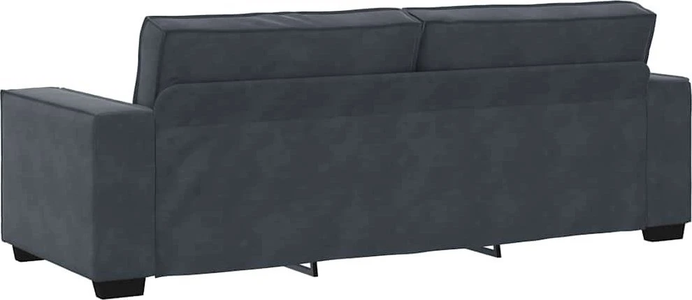 Sofa Dviejų dalių sofos komplektas su pagalvėlėmis, tamsiai pilkas, aksomas