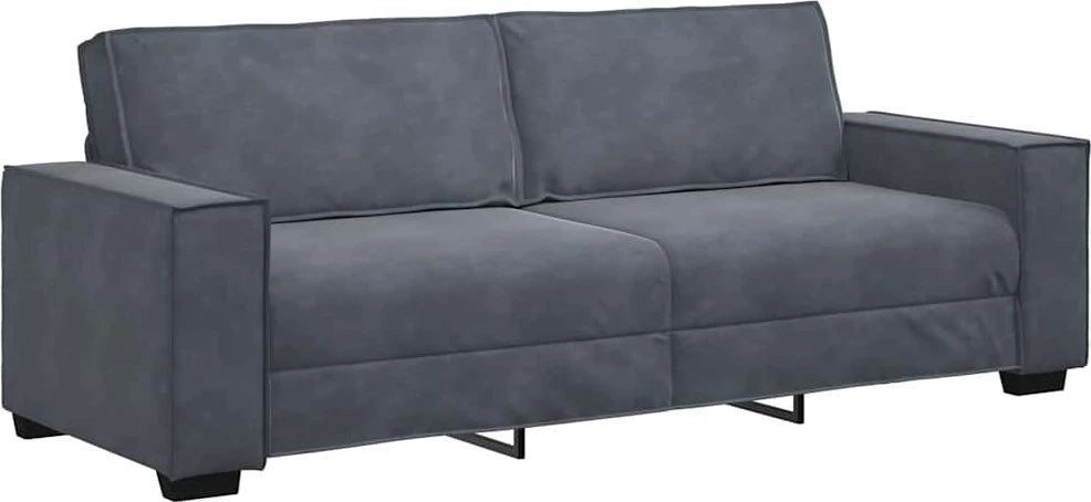 Sofa Dviejų dalių sofos komplektas su pagalvėlėmis, tamsiai pilkas, aksomas