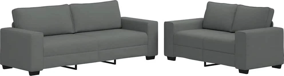 Sofa Dviejų dalių sofos komplektas su pagalvėlėmis, tamsiai pilkas audinys