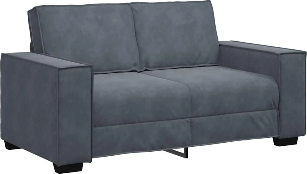 Sofa Dviejų dalių sofos komplektas su pagalvėlėmis, tamsiai pilkas, aksomas
