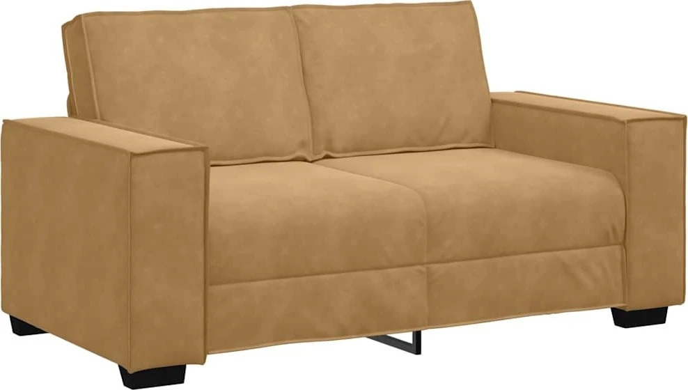 Sofa Dviejų dalių sofos komplektas su pagalvėlėmis, rudas aksomas