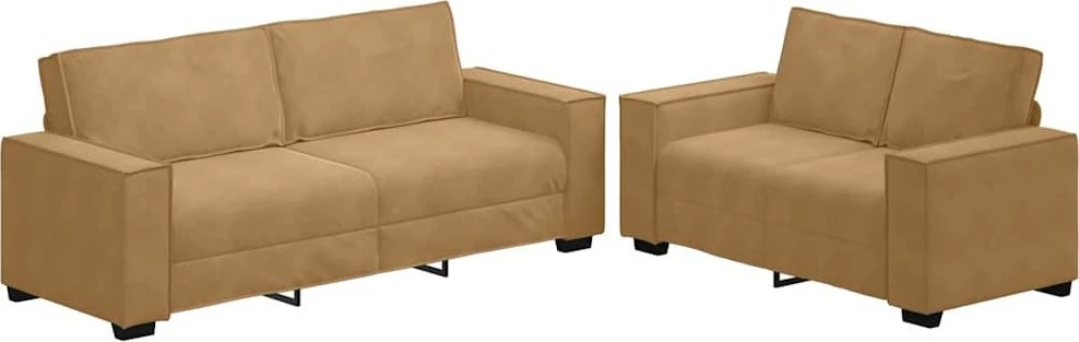 Sofa Dviejų dalių sofos komplektas su pagalvėlėmis, rudas aksomas