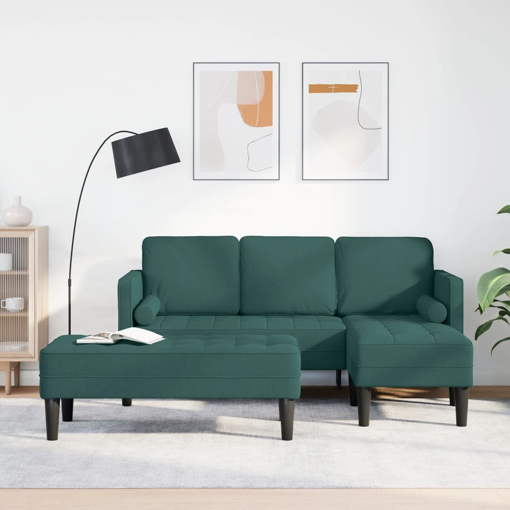 Sofa Sofos komplektas 2 vnt. Tamsiai žalia Poliesteris