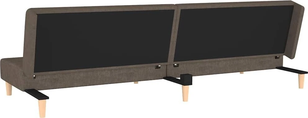 Dvivietė sofa-lova dvejomis pagalvėmis, rudos spalvos, audinys