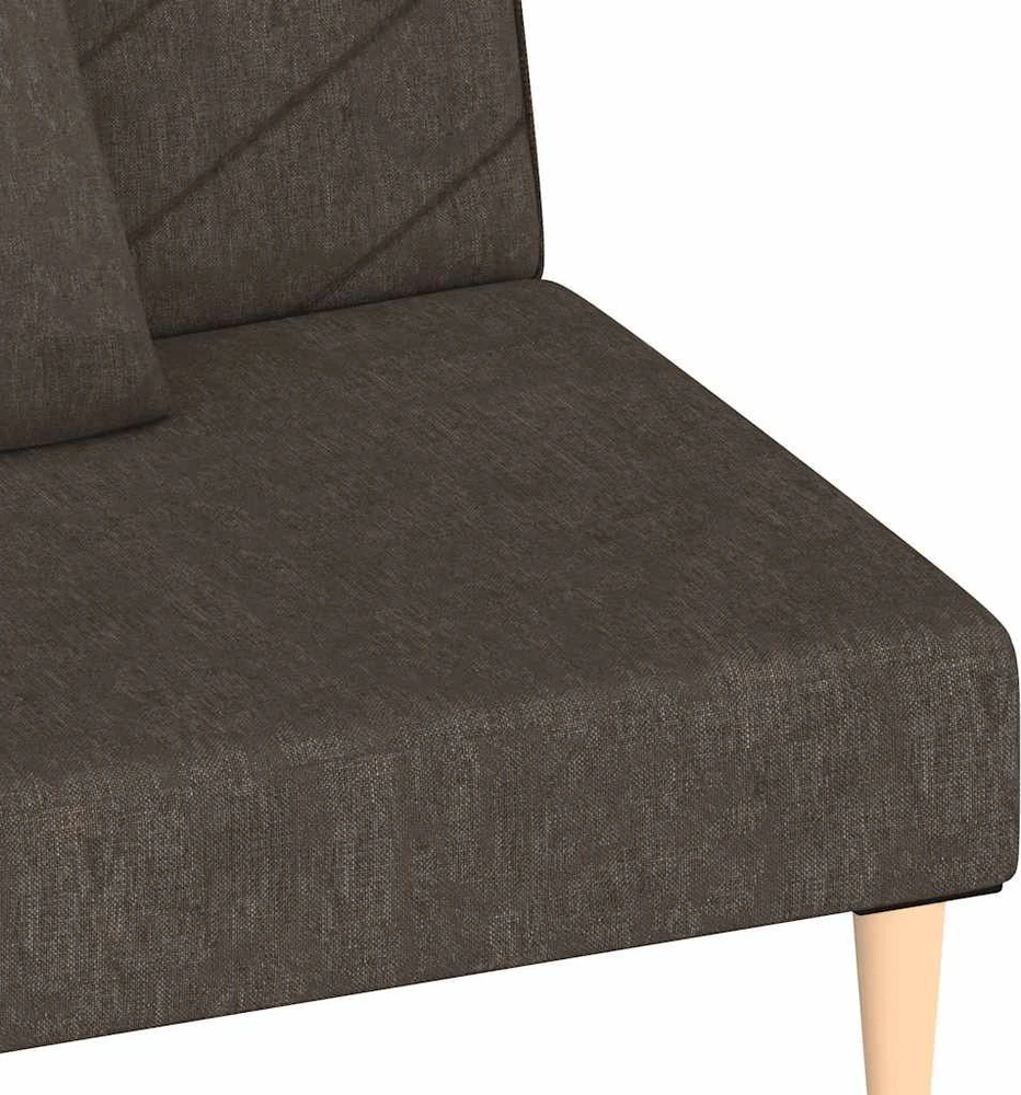 Dvivietė sofa-lova dvejomis pagalvėmis, rudos spalvos, audinys