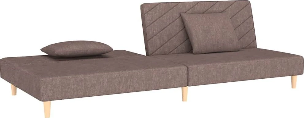 Dvivietė sofa-lova su dvejomis pagalvėmis, taupe, audinys