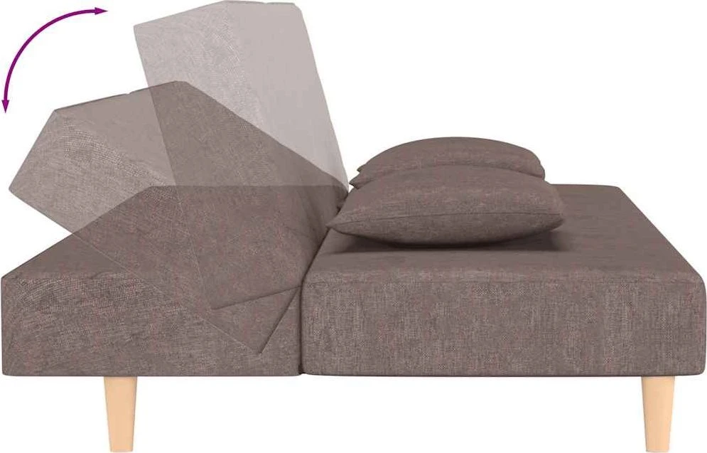 Dvivietė sofa-lova su dvejomis pagalvėmis, taupe, audinys