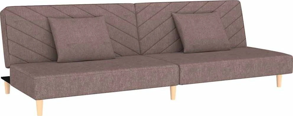 Dvivietė sofa-lova su dvejomis pagalvėmis, taupe, audinys