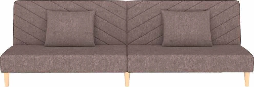 Dvivietė sofa-lova su dvejomis pagalvėmis, taupe, audinys