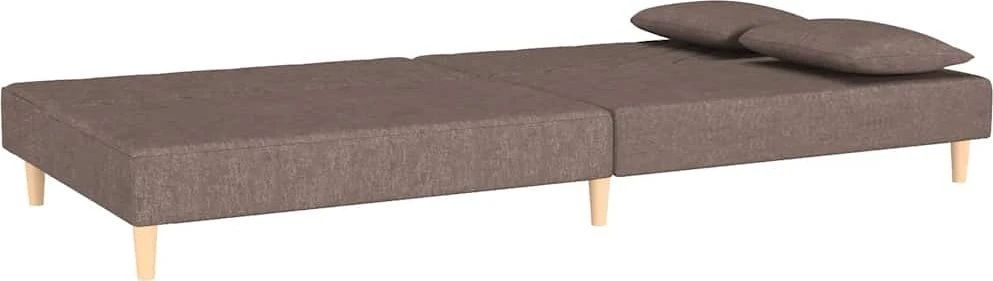 Dvivietė sofa-lova su dvejomis pagalvėmis, taupe, audinys