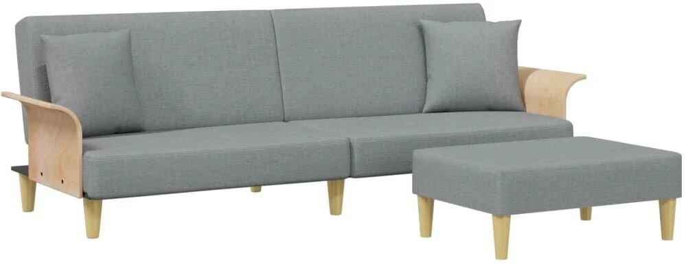 Dvivietė sofa-lova su pagalvėmis ir pakoja, pilka, aksomas