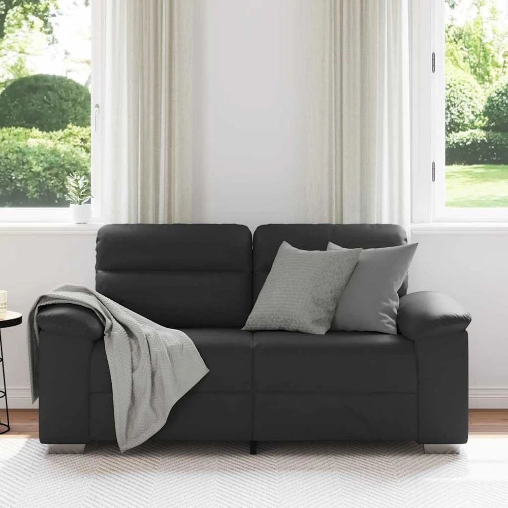 Dvivietė sofa, juoda, 160x81x84 cm, dirbtinė oda