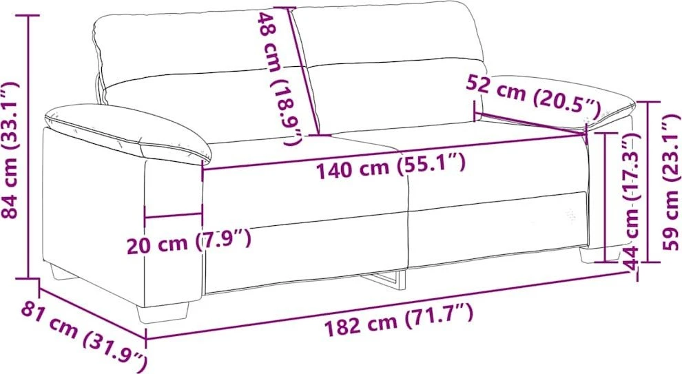 Dvivietė sofa, juoda, 180x81x84 cm, dirbtinė oda