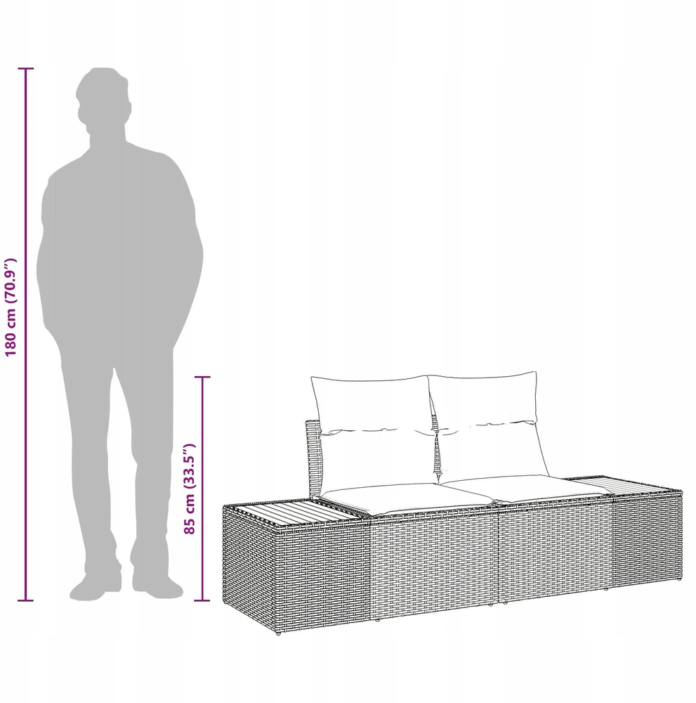 Sodo sofa Smėlio 184 x 62 x 85cm poliratanas