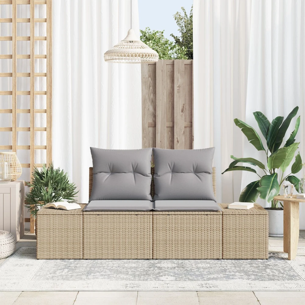 Sodo sofa su pagalve Smėlio 184 x 62 x 69 cm poliratanas