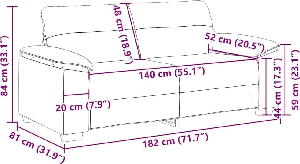 Dvivietė sofa, kapučino spalvos, 180x81x84 cm, dirbtinė oda
