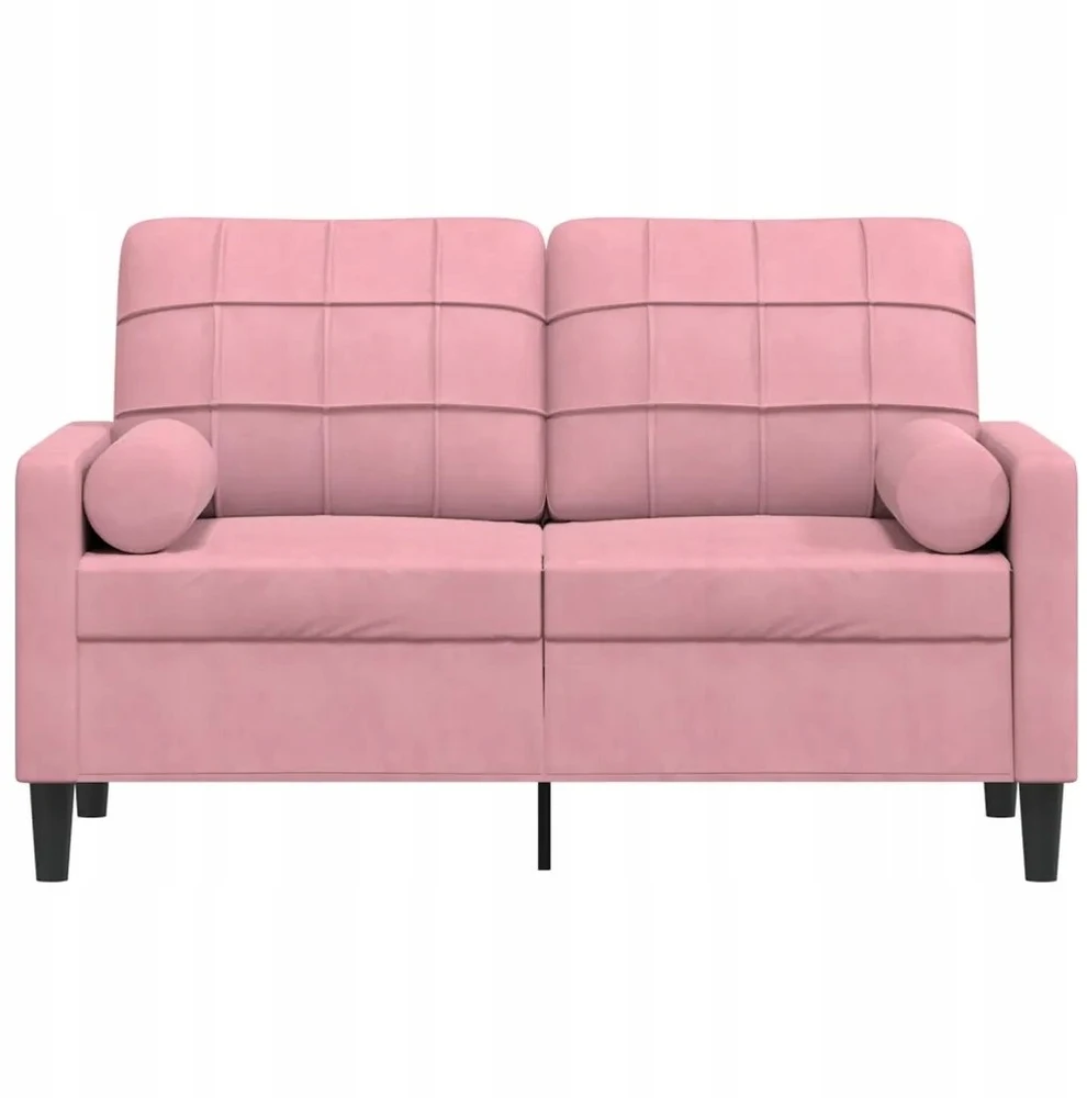 Dvivietė sofa su pagalvėlėmis, rožinės spalvos, 120cm, aksomas