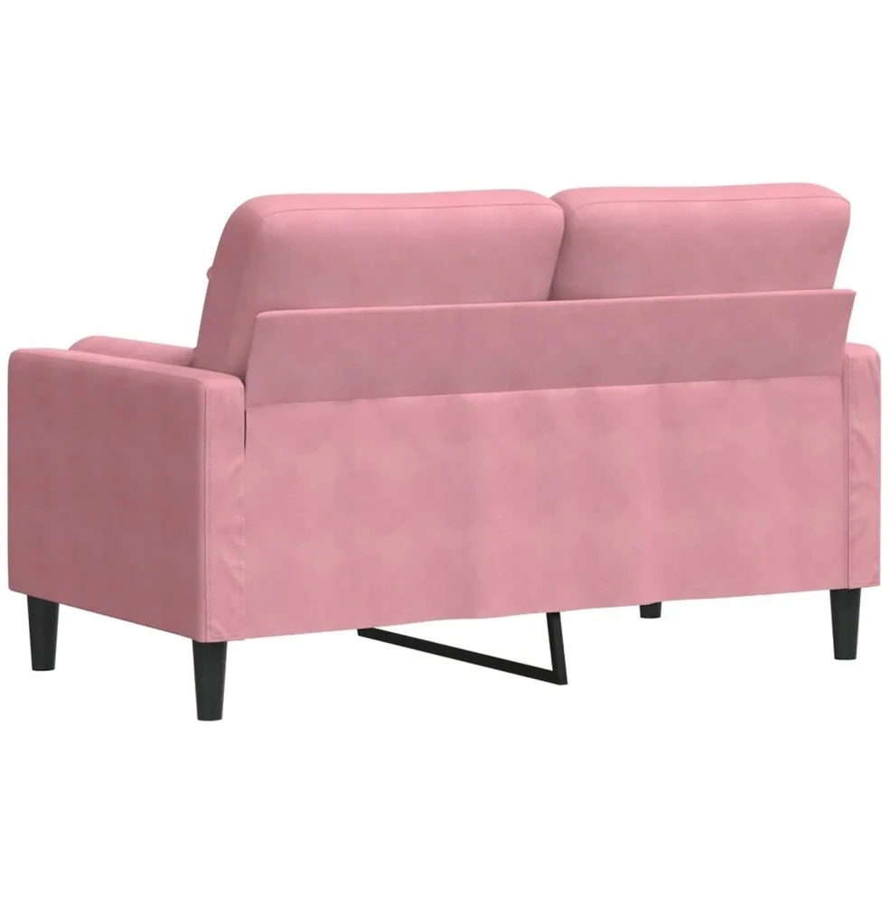 Dvivietė sofa su pagalvėlėmis, rožinės spalvos, 120cm, aksomas