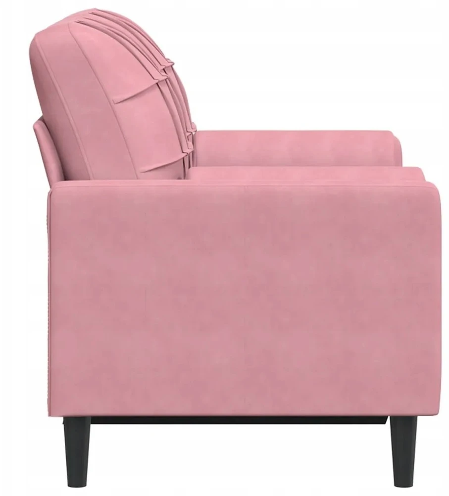 Dvivietė sofa su pagalvėlėmis, rožinės spalvos, 120cm, aksomas