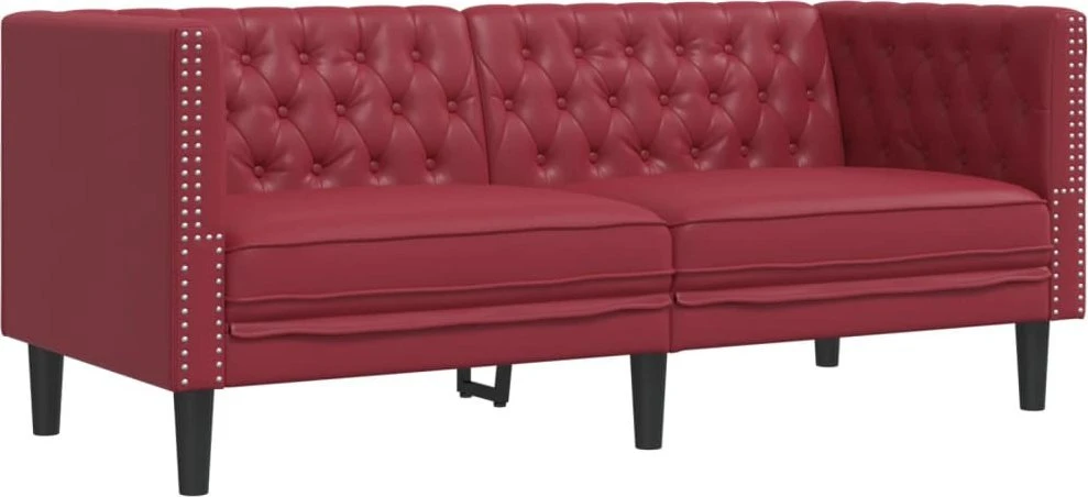 Dvivietė chesterfield sofa, raudonojo vyno sp., dirbtinė oda