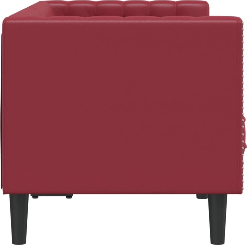 Dvivietė chesterfield sofa, raudonojo vyno sp., dirbtinė oda