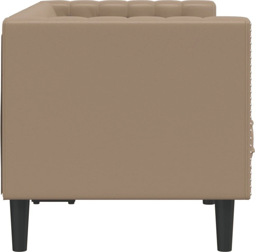 Dvivietė chesterfield sofa, kapučino spalvos, dirbtinė oda
