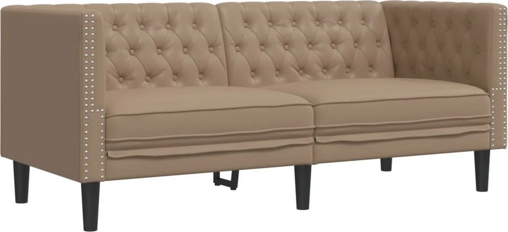 Dvivietė chesterfield sofa, kapučino spalvos, dirbtinė oda
