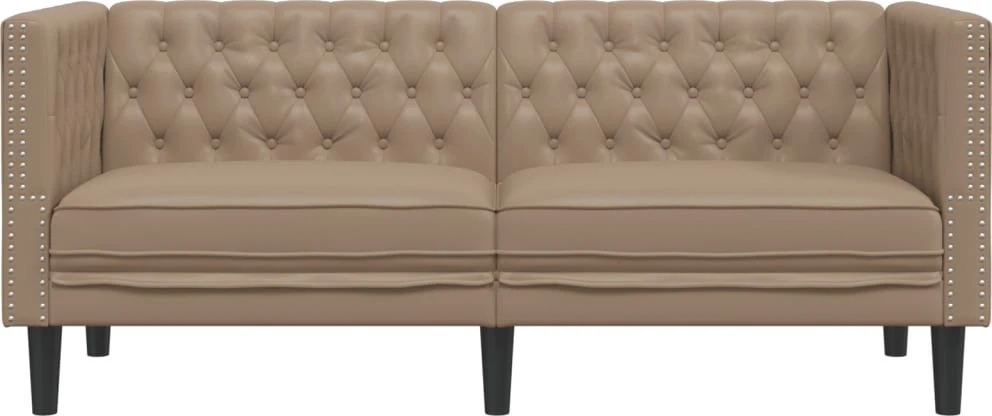 Dvivietė chesterfield sofa, kapučino spalvos, dirbtinė oda