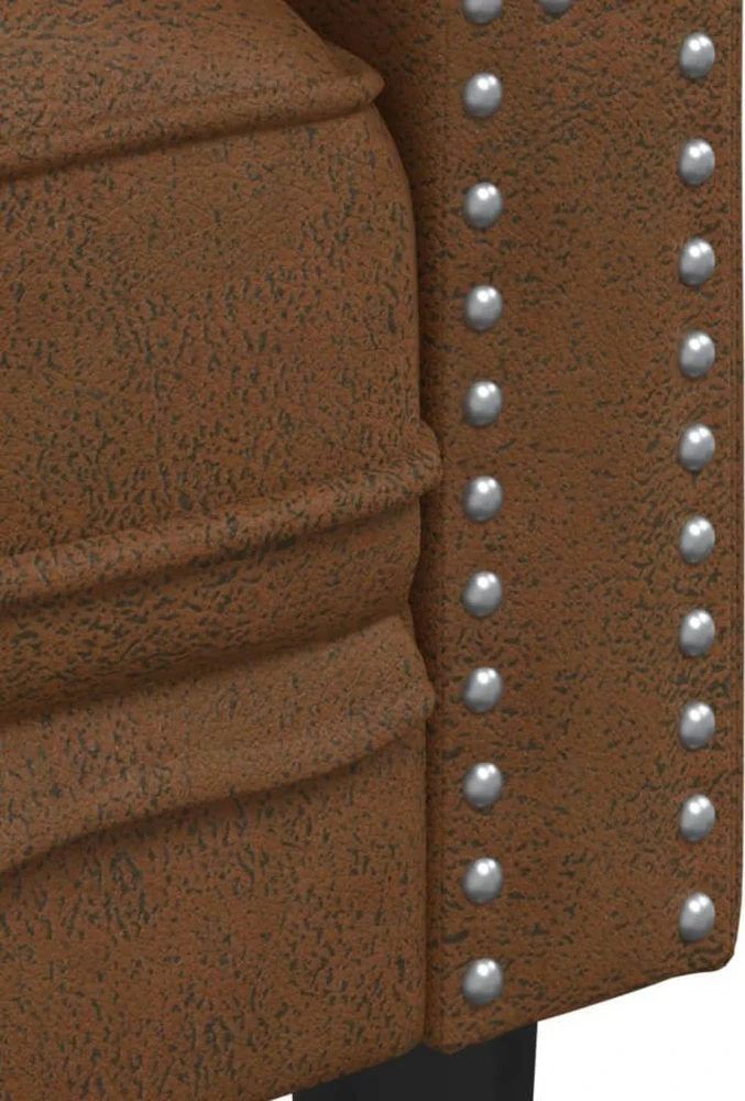 Dvivietė chesterfield sofa, rudos spalvos, dirbtinė versta oda