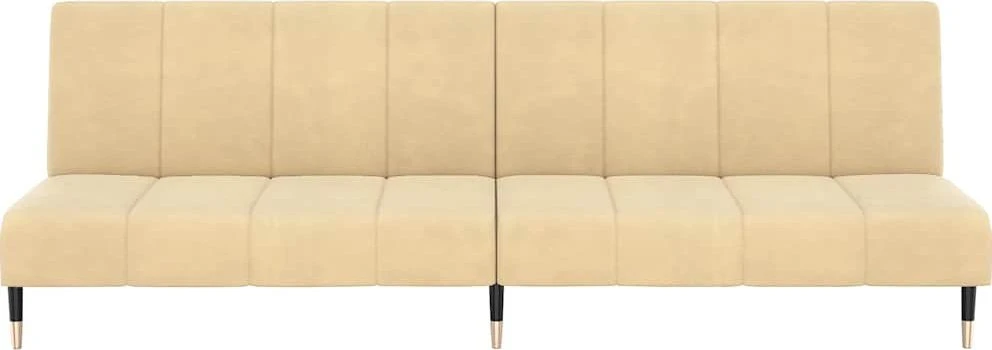 Dvivietė sofa-lova, kreminės spalvos, aksomas