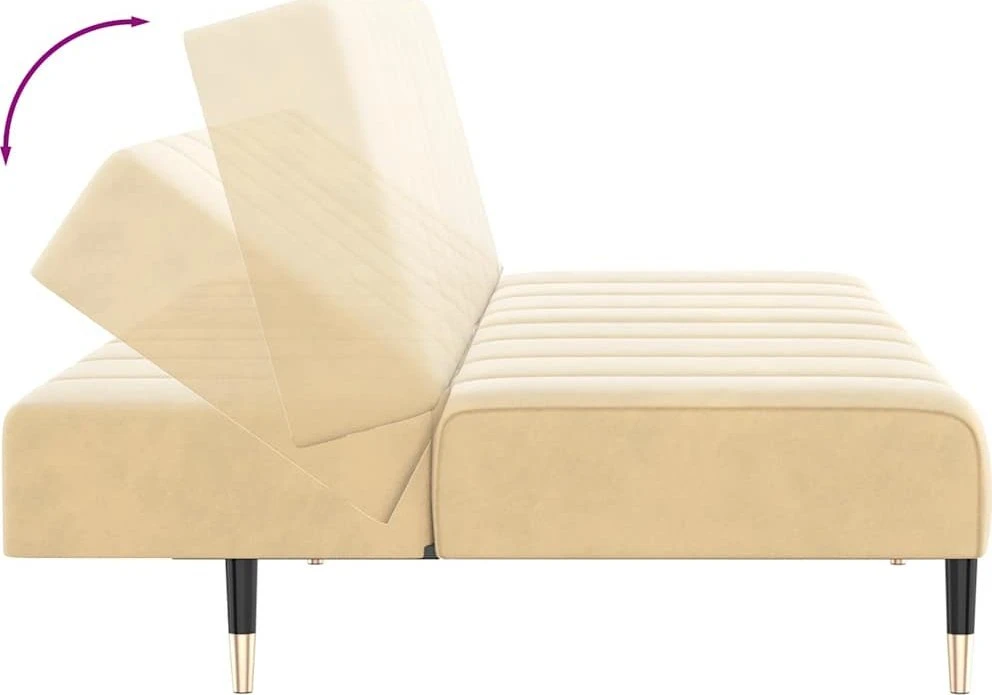 Dvivietė sofa-lova, kreminės spalvos, aksomas