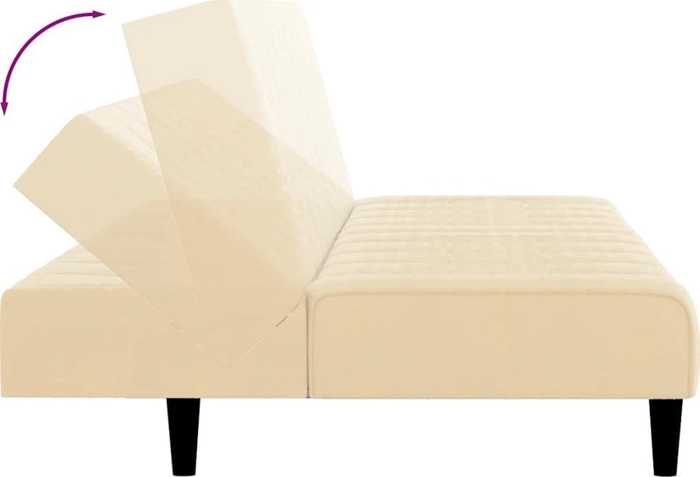 Dvivietė sofa-lova, kreminės spalvos, aksomas